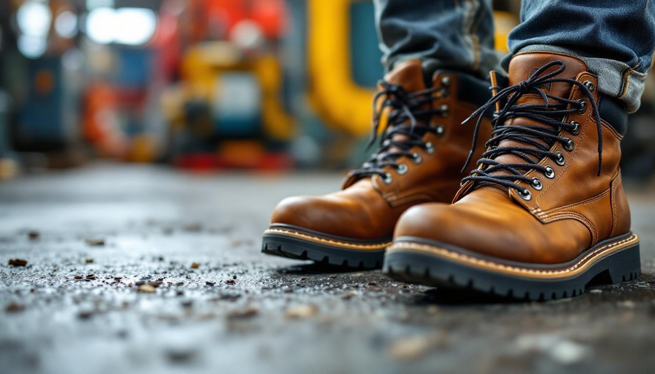 découvrez notre gamme de vêtements de travail incluant des chaussures de sécurité conformes aux normes de sécurité au travail pour assurer votre protection et votre confort.